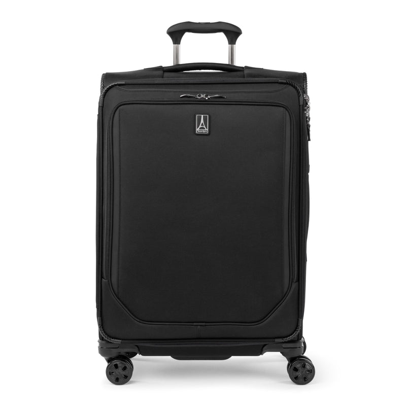 Travelpro Crew Classic Lightweight Softside Expandable Checked Luggage, 8 Wheel Spinner Suitcase, TSA Lock, Men and Women, Checked Medium 25 - Inch, Black