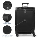 Travelpro Crew Classic Lightweight Softside Expandable Checked Luggage, 8 Wheel Spinner Suitcase, TSA Lock, Men and Women, Checked Medium 25 - Inch, Black