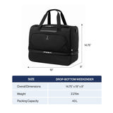 Travelpro Maxlite 5 Carry - On Weekender with Drop - Bottom Compartment, Lightweight Overnight Travel Duffel Bag, 19 - Inch — Black
