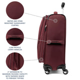 Travelpro Maxlite 5 Softside Expandable Luggage with 4 Spinner Wheels, Lightweight Suitcase, Men and Women, Burgundy, Carry - on 21 - Inch