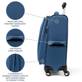 Travelpro Maxlite 5 Softside Expandable Luggage with 4 Spinner Wheels, Lightweight Suitcase, Men and Women, Ensign Blue, Carry - on 21 - Inch