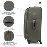 Travelpro Maxlite 5 Softside Expandable Luggage with 4 Spinner Wheels, Lightweight Suitcase, Men and Women, Slate Green, Checked - Large 29 - Inch