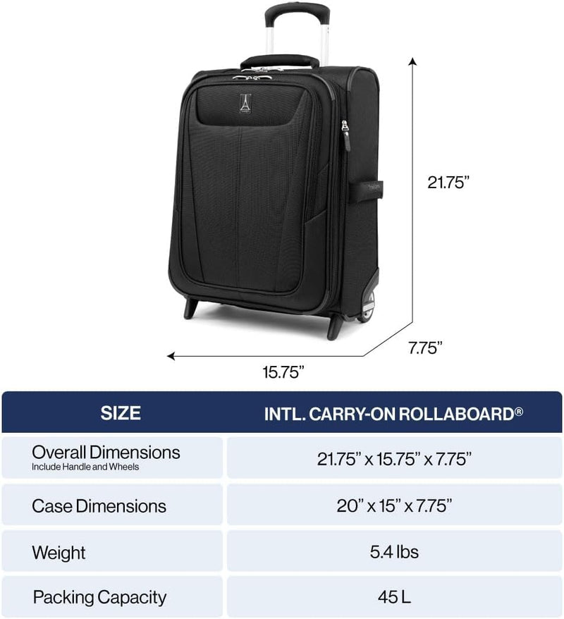 Travelpro Maxlite 5 Softside Expandable Upright 2 Wheel Carry - on Luggage, Lightweight, 20 - Inch — Black