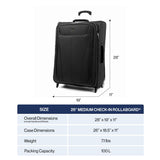 Travelpro Maxlite 5 Softside Expandable Upright 2 Wheel Checked Medium Luggage, Lightweight, 26 - Inch — Black