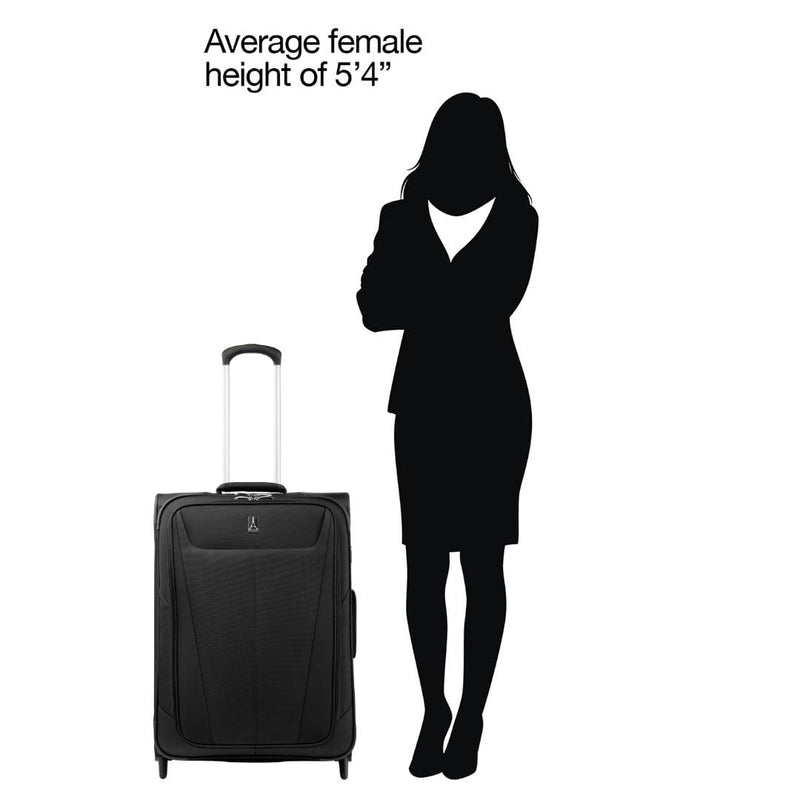 Travelpro Maxlite 5 Softside Expandable Upright 2 Wheel Checked Medium Luggage, Lightweight, 26 - Inch — Black