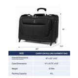 Travelpro Maxlite 5 Softside Lightweight Carry - On Upright 2 Wheel Rolling Garment Bag, 22 - Inch — Black
