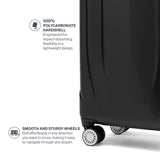 Travelpro Pathways 3 Hardside Expandable Luggage, 8 Spinner Wheels, Lightweight Hard Shell Suitcase, 3 Piece Set (21/25/28), Black Knight