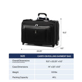 Travelpro Platinum Elite Carry - On Rolling Garment Bag, Men and Women, Shadow Black, 22 - Inch