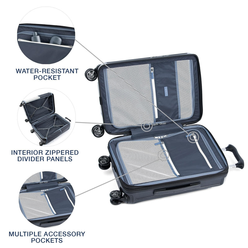 Travelpro Platinum Elite Hardside Expandable Checked Luggage, 8 Wheel Spinner, TSA Lock, Hard Shell Polycarbonate Suitcase, Shadow Black, Checked Medium 25 - Inch