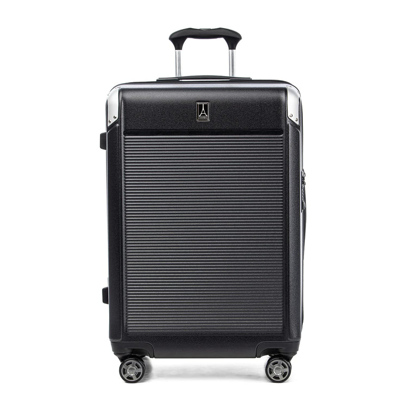 Travelpro Platinum Elite Hardside Expandable Checked Luggage, 8 Wheel Spinner, TSA Lock, Hard Shell Polycarbonate Suitcase, Shadow Black, Checked Medium 25 - Inch