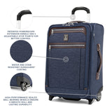 Travelpro Platinum Elite Softside Expandable Carry on Luggage, 2 Wheel Upright Suitcase, USB Port, Men and Women, True Navy, Carry On 22 - Inch