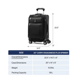 Travelpro Platinum Elite Softside Expandable Carry on Luggage, 8 Wheel Spinner Suitcase, USB Port, Laptop and Tablet Sleeves, Men and Women, Shadow Black, Carry On 20-Inch