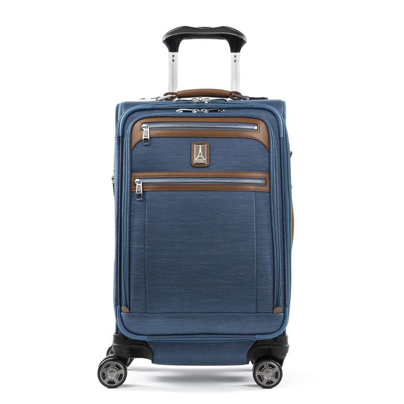 Travelpro Platinum Elite Softside Expandable Carry on Luggage, 8 Wheel Spinner Suitcase, USB Port, Suiter, Men and Women, Coastal Blue, Carry On 21 - Inch
