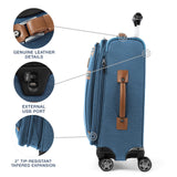 Travelpro Platinum Elite Softside Expandable Carry on Luggage, 8 Wheel Spinner Suitcase, USB Port, Suiter, Men and Women, Coastal Blue, Carry On 21 - Inch