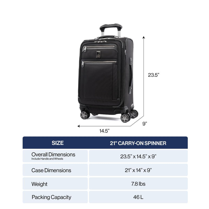 Travelpro Platinum Elite Softside Expandable Carry on Luggage, 8 Wheel Spinner Suitcase, USB Port, Suiter, Men and Women, Coastal Blue, Carry On 21 - Inch