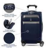 Travelpro Platinum Elite Softside Expandable Carry on Luggage, 8 Wheel Spinner Suitcase, USB Port, Suiter, Men and Women, Dark Blue, Carry On 21 - Inch