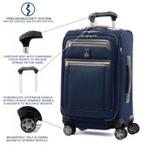 Travelpro Platinum Elite Softside Expandable Carry on Luggage, 8 Wheel Spinner Suitcase, USB Port, Suiter, Men and Women, Dark Blue, Carry On 21 - Inch