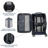 Travelpro Platinum Elite Softside Expandable Carry on Luggage, 8 Wheel Spinner Suitcase, USB Port, Suiter, Men and Women, Dark Blue, Carry On 21 - Inch