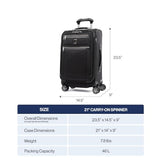 Travelpro Platinum Elite Softside Expandable Carry on Luggage, 8 Wheel Spinner Suitcase, USB Port, Suiter, Men and Women, Dark Blue, Carry On 21 - Inch
