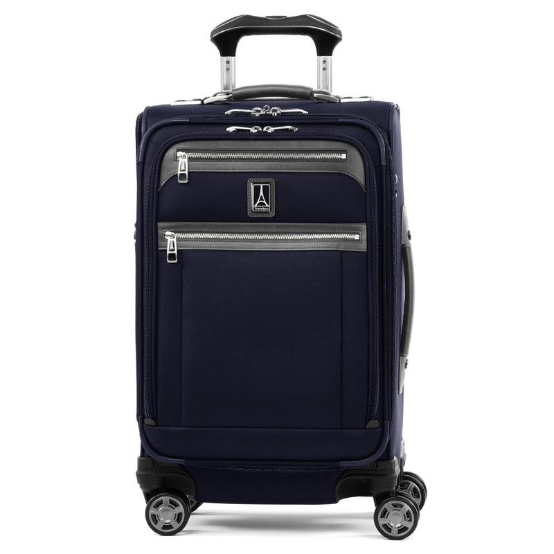 Travelpro Platinum Elite Softside Expandable Carry on Luggage, 8 Wheel Spinner Suitcase, USB Port, Suiter, Men and Women, Dark Blue, Carry On 21 - Inch