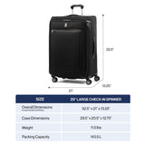 Travelpro Platinum Elite Softside Expandable Checked Luggage, 8 Wheel Spinner Large Suitcase, TSA Lock, Men and Women, Coastal Blue, Checked Large 29 - Inch