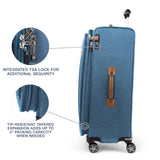 Travelpro Platinum Elite Softside Expandable Checked Luggage, 8 Wheel Spinner Large Suitcase, TSA Lock, Men and Women, Coastal Blue, Checked Large 29 - Inch