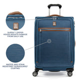 Travelpro Platinum Elite Softside Expandable Checked Luggage, 8 Wheel Spinner Suitcase, TSA Lock, Men and Women, Coastal Blue, Checked Medium 25 - Inch