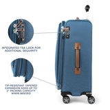 Travelpro Platinum Elite Softside Expandable Checked Luggage, 8 Wheel Spinner Suitcase, TSA Lock, Men and Women, Coastal Blue, Checked Medium 25 - Inch