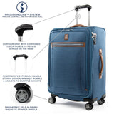 Travelpro Platinum Elite Softside Expandable Checked Luggage, 8 Wheel Spinner Suitcase, TSA Lock, Men and Women, Coastal Blue, Checked Medium 25 - Inch