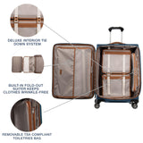 Travelpro Platinum Elite Softside Expandable Checked Luggage, 8 Wheel Spinner Suitcase, TSA Lock, Men and Women, Coastal Blue, Checked Medium 25 - Inch