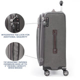 Travelpro Platinum Elite Softside Expandable Checked Luggage, 8 Wheel Spinner Suitcase, TSA Lock, Men and Women, Vintage Grey, Checked Medium 25 - Inch