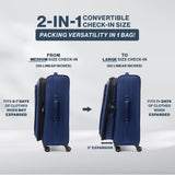 Travelpro Runway 3 piece Luggage Set, Carry on UnderSeat Luggage Soft Tote, Carry - on & Convertible Medium to Large 28 - Inch Check - in Expandable Luggage, 4 Spinner Wheels, Softside Suitcase, Blue