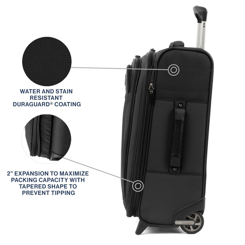 Travelpro Tourlite Softside 22" Expandable Carry - On Rollaboard (2 - Wheel) Lightweight Luggage, Black Suitcase