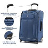 Travelpro Tourlite Softside 22" Expandable Carry - On Rollaboard (2 - Wheel) Lightweight Luggage, Blue Suitcase