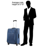 Travelpro Tourlite Softside 25" Expandable Luggage with 4 Spinner Wheels, Lightweight Suitcase, Checked Medium, Blue