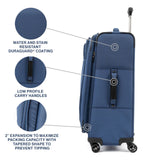 Travelpro Tourlite Softside 25" Expandable Luggage with 4 Spinner Wheels, Lightweight Suitcase, Checked Medium, Blue