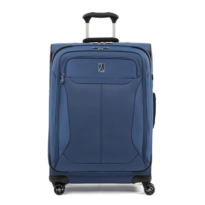 Travelpro Tourlite Softside 25" Expandable Luggage with 4 Spinner Wheels, Lightweight Suitcase, Checked Medium, Blue