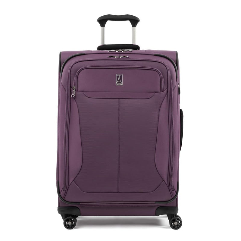 Travelpro Tourlite Softside 25" Expandable Luggage with 4 Spinner Wheels, Lightweight Suitcase, Checked Medium, Deep Purple