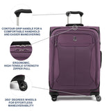 Travelpro Tourlite Softside 25" Expandable Luggage with 4 Spinner Wheels, Lightweight Suitcase, Checked Medium, Deep Purple