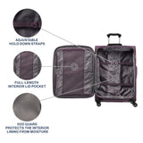Travelpro Tourlite Softside 25" Expandable Luggage with 4 Spinner Wheels, Lightweight Suitcase, Checked Medium, Deep Purple