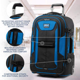 Travelpro Unisex - Adult Bold - Softside Expandable Rollaboard Upright Luggage, Blue/Black, Checked - Medium 25 - Inch