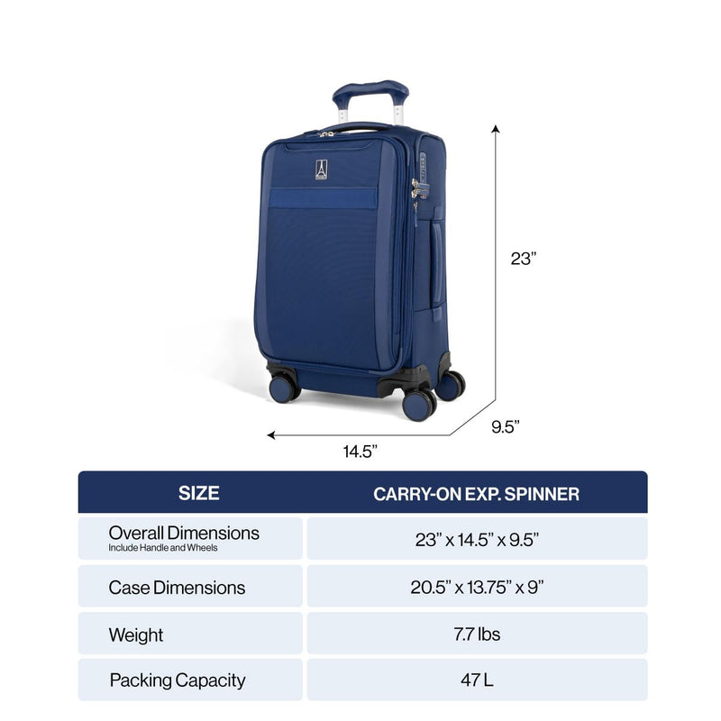 Travelpro VersaPack+ Lightweight Softside Expandable Carry on Luggage, 8 Spinner Suitcase, TSA Lock, Men and Women, Carry On 21-Inch, Desert Sage Green