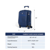 Travelpro VersaPack+ Lightweight Softside Expandable Carry on Luggage, 8 Spinner Suitcase, TSA Lock, Men and Women, Compact Carry On 20 - Inch, Desert Sage Green