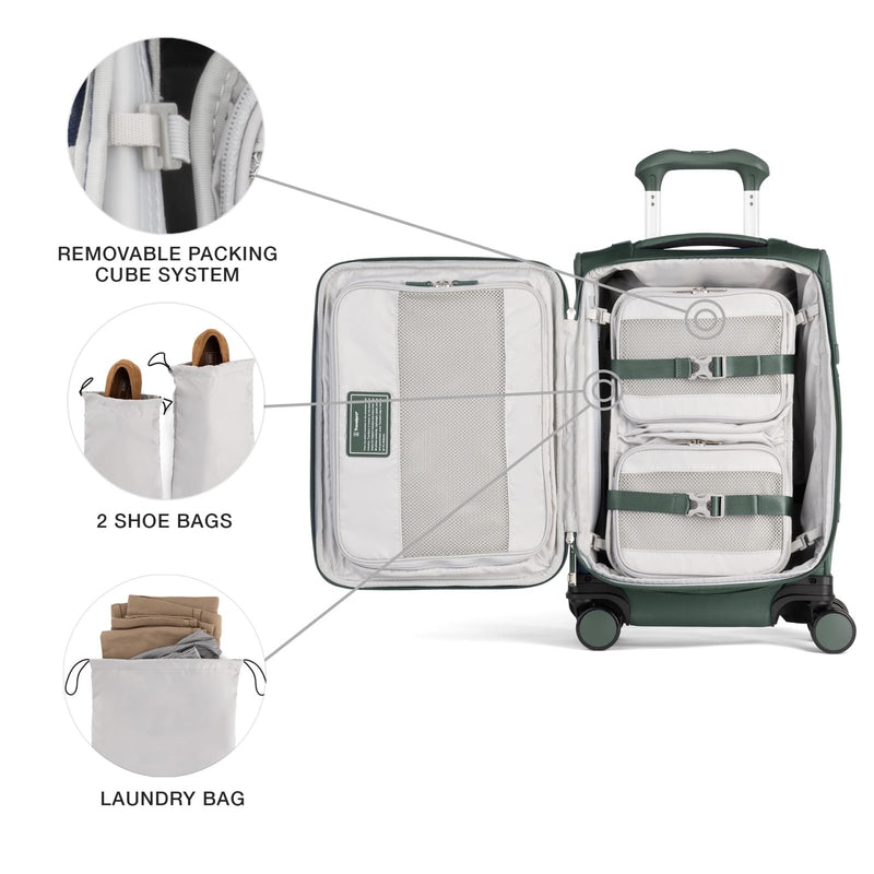 Travelpro VersaPack+ Lightweight Softside Expandable Carry on Luggage, 8 Spinner Suitcase, TSA Lock, Men and Women, Compact Carry On 20 - Inch, Desert Sage Green