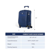 Travelpro VersaPack+ Lightweight Softside Expandable Carry on Luggage, 8 Spinner Suitcase, TSA Lock, Men and Women, Compact Carry On 20 - Inch, Elemental Blue