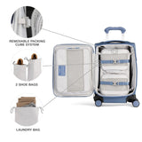 Travelpro VersaPack+ Lightweight Softside Expandable Carry on Luggage, 8 Spinner Suitcase, TSA Lock, Men and Women, Compact Carry On 20 - Inch, Elemental Blue