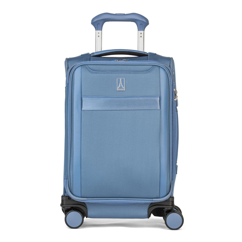 Travelpro VersaPack+ Lightweight Softside Expandable Carry on Luggage, 8 Spinner Suitcase, TSA Lock, Men and Women, Compact Carry On 20 - Inch, Elemental Blue
