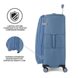 Travelpro VersaPack+ Lightweight Softside Expandable Checked Luggage, 8 Spinner Suitcase, TSA Lock, Men and Women, Checked Large 29 - Inch, Elemental Blue