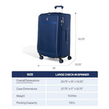 Travelpro VersaPack+ Lightweight Softside Expandable Checked Luggage, 8 Spinner Suitcase, TSA Lock, Men and Women, Checked Large 29 - Inch, Elemental Blue