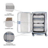 Travelpro VersaPack+ Lightweight Softside Expandable Checked Luggage, 8 Spinner Suitcase, TSA Lock, Men and Women, Checked Large 29 - Inch, Elemental Blue